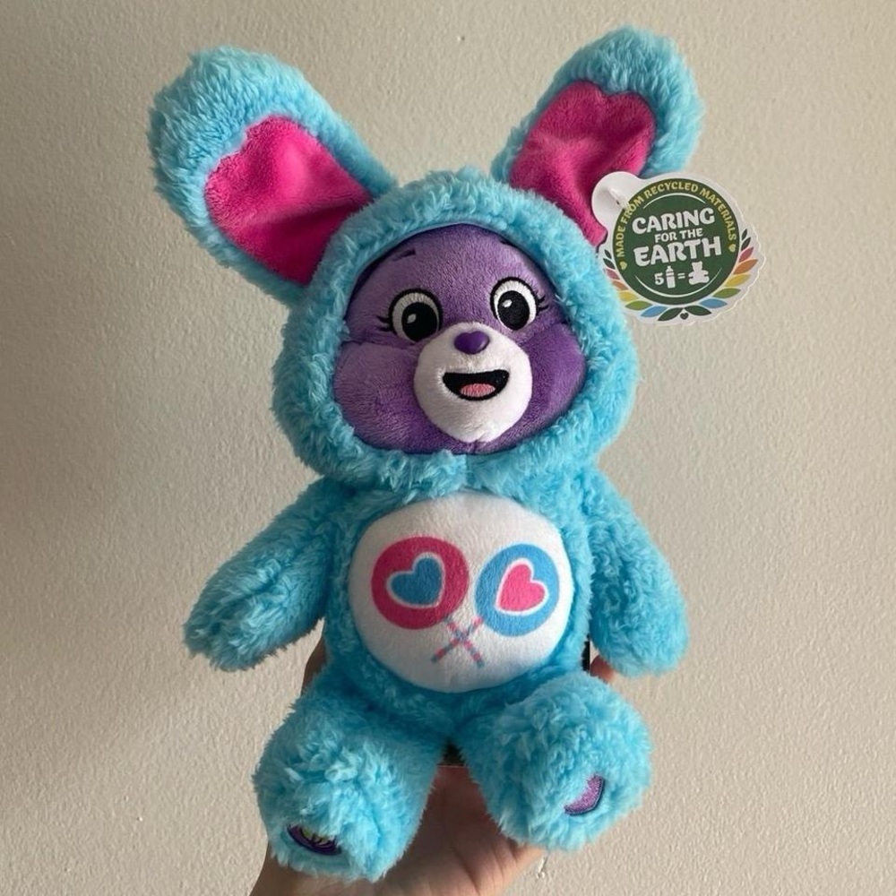 Care Bears Share Bear Easter bunny Hooded Plush 9”